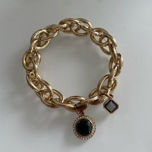 Cute Rustic Brassy/Gold Chain Bracelet with 2 Gem Charms